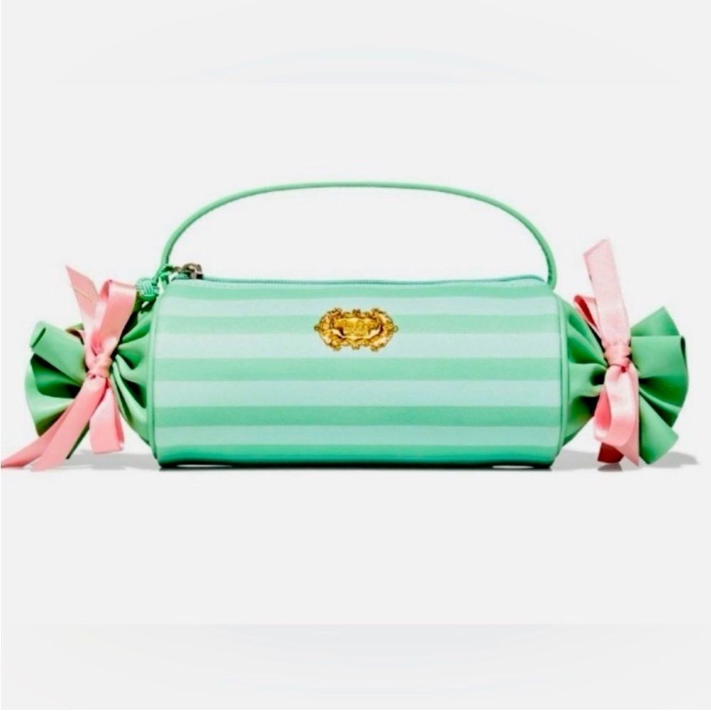 Bath & Body Works Mint Green Striped Handbag NWT